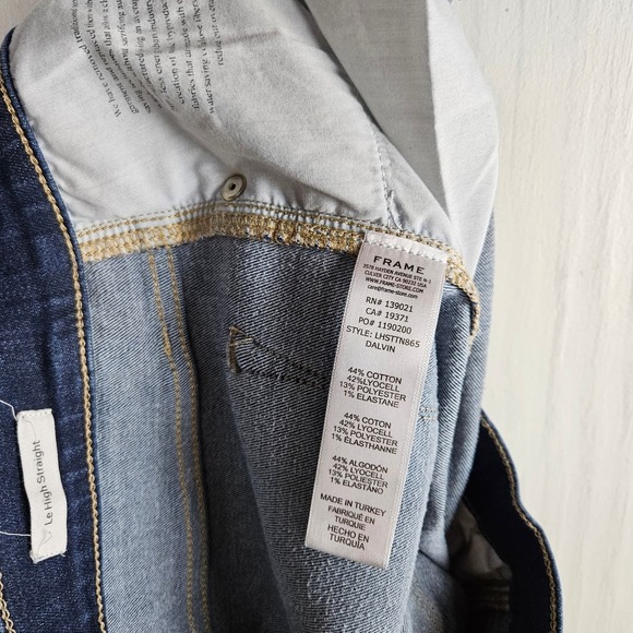 Frame Le High Straight Raw Hem Ankle Jeans 28 Dark Wash Stretch Denim - Picture 8 of 9